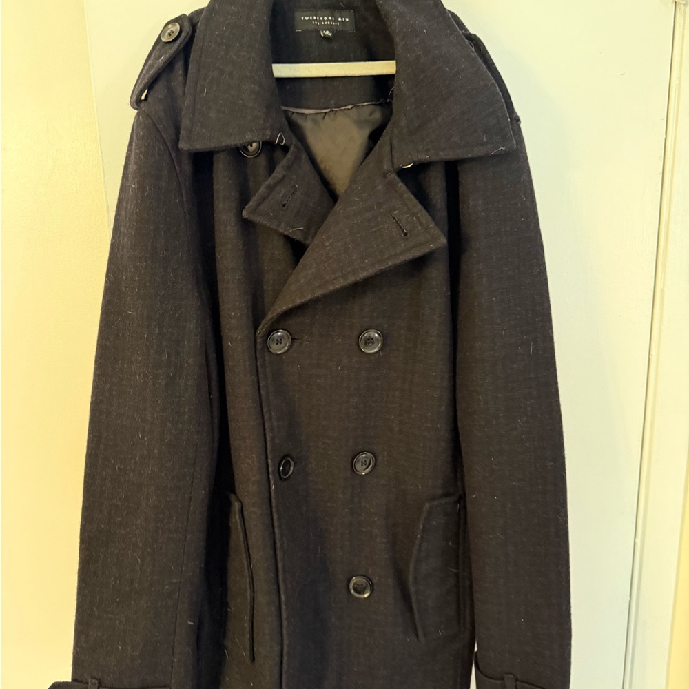 Forever 21 Black Peacoat Classic Double-Breasted